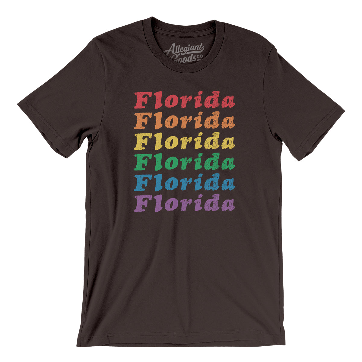 Florida Pride Men/Unisex T-Shirt-Chocolate/Brown-Allegiant Goods Co. Vintage Sports Apparel