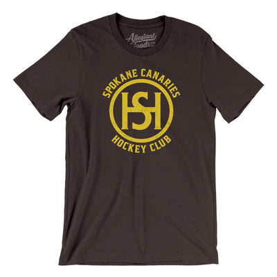Spokane Canaries Hockey Men/Unisex T-Shirt-Chocolate/Brown-Allegiant Goods Co. Vintage Sports Apparel