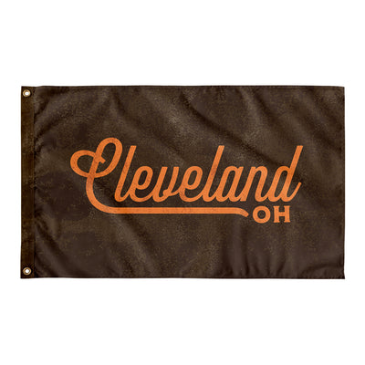 Cleveland Ohio Wall Flag (Brown & Orange)-Wall Flag - 36"x60"-Allegiant Goods Co. Vintage Sports Apparel