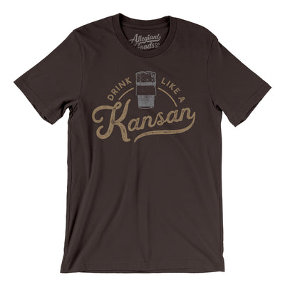 Drink Like a Kansan Men/Unisex T-Shirt-Brown-Allegiant Goods Co. Vintage Sports Apparel