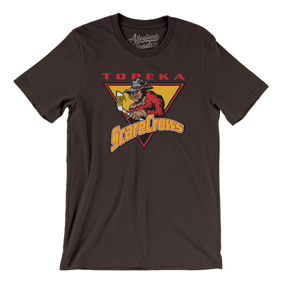 Topeka Scarecrows Hockey Men/Unisex T-Shirt-Chocolate/Brown-Allegiant Goods Co. Vintage Sports Apparel
