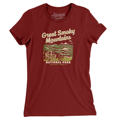Great Smoky Mountains National Park Women's T-Shirt-Maroon-Allegiant Goods Co. Vintage Sports Apparel