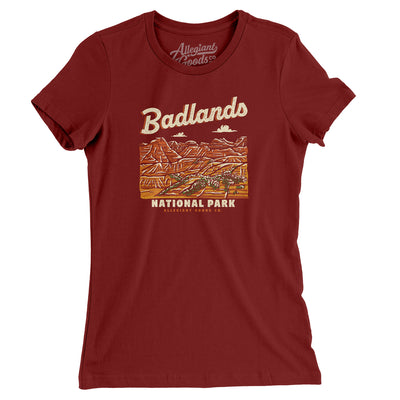 Badlands National Park Women's T-Shirt-Maroon-Allegiant Goods Co. Vintage Sports Apparel