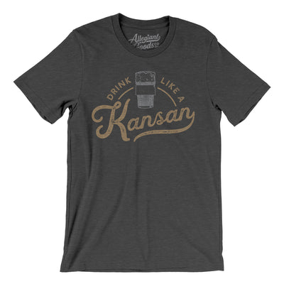 Drink Like a Kansan Men/Unisex T-Shirt-Dark Grey Heather-Allegiant Goods Co. Vintage Sports Apparel