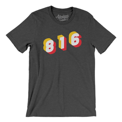 Kansas City 816 Area Code Men/Unisex T-Shirt-Dark Grey Heather-Allegiant Goods Co. Vintage Sports Apparel