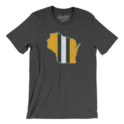 Wisconsin Helmet Stripes Men/Unisex T-Shirt-Dark Grey Heather-Allegiant Goods Co. Vintage Sports Apparel
