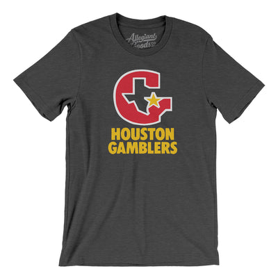 Houston Gamblers Football Men/Unisex T-Shirt-Dark Grey Heather-Allegiant Goods Co. Vintage Sports Apparel