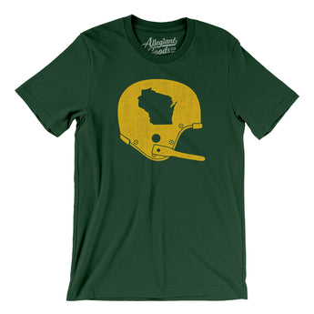 Wisconsin Vintage Football Helmet Men/Unisex T-Shirt-Forest-Allegiant Goods Co. Vintage Sports Apparel