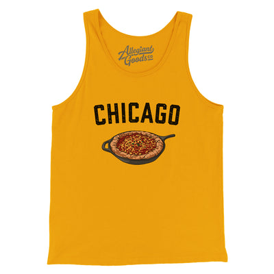 Chicago Style Deep Dish Pizza Men/Unisex Tank Top-Gold-Allegiant Goods Co. Vintage Sports Apparel