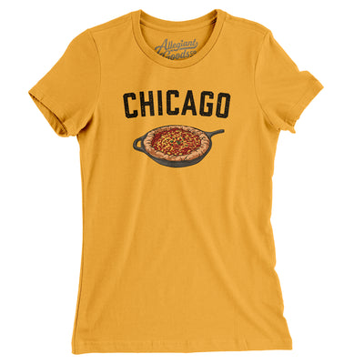 Chicago Style Deep Dish Pizza Women's T-Shirt-Gold-Allegiant Goods Co. Vintage Sports Apparel