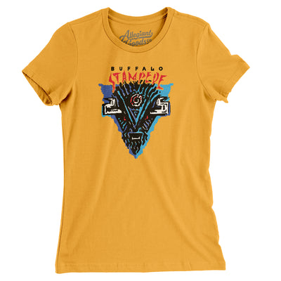 Buffalo Stampede Roller Hockey Women's T-Shirt-Gold-Allegiant Goods Co. Vintage Sports Apparel