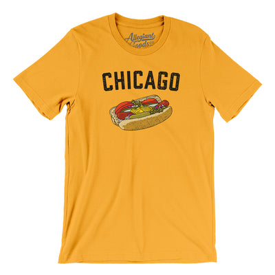 Chicago Style Hot Dog Men/Unisex T-Shirt-Gold-Allegiant Goods Co. Vintage Sports Apparel