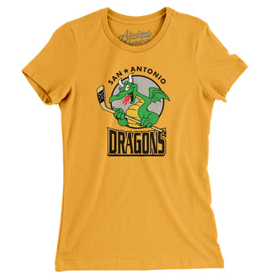 San Antonio Dragons Hockey Women's T-Shirt-Gold-Allegiant Goods Co. Vintage Sports Apparel