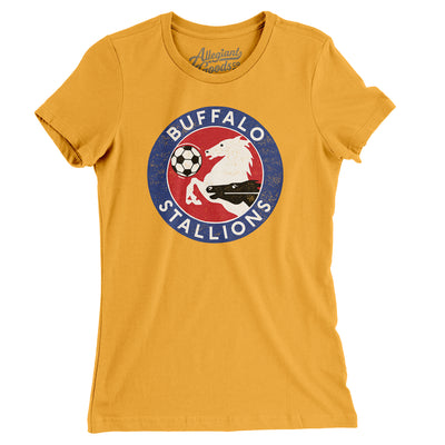 Buffalo Stallions Soccer Women's T-Shirt-Gold-Allegiant Goods Co. Vintage Sports Apparel