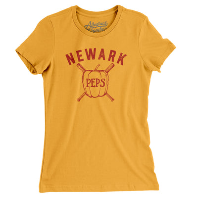 Newark Peps Baseball Women's T-Shirt-Gold-Allegiant Goods Co. Vintage Sports Apparel