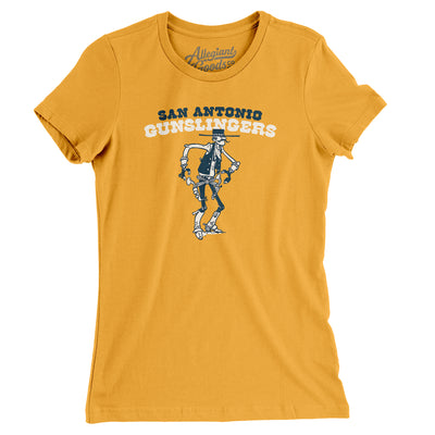 San Antonio Gunslingers Football Women's T-Shirt-Gold-Allegiant Goods Co. Vintage Sports Apparel