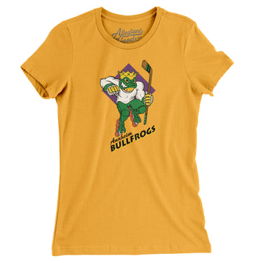 Anaheim Bullfrogs Roller Hockey Women's T-Shirt-Allegiant Goods Co. Vintage Sports Apparel