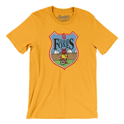 Colorado Foxes Soccer Men/Unisex T-Shirt-Gold-Allegiant Goods Co. Vintage Sports Apparel