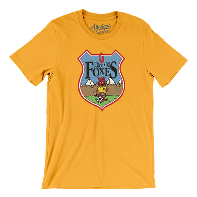 Colorado Foxes Soccer Men/Unisex T-Shirt-Gold-Allegiant Goods Co. Vintage Sports Apparel