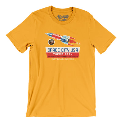 Space City USA Amusement Park Men/Unisex T-Shirt-Gold-Allegiant Goods Co. Vintage Sports Apparel