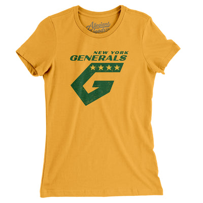 New York Generals Soccer Women's T-Shirt-Gold-Allegiant Goods Co. Vintage Sports Apparel