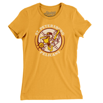 St. Petersburg Pelicans Baseball Women's T-Shirt-Gold-Allegiant Goods Co. Vintage Sports Apparel