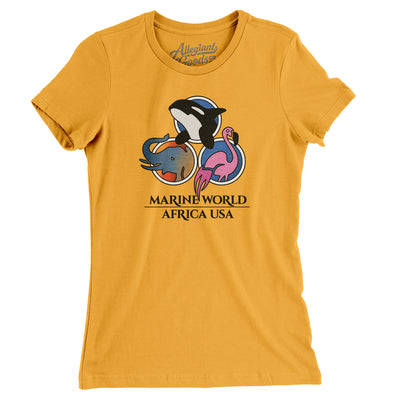 Marine World/ Africa USA Amusement Park Women's T-Shirt-Gold-Allegiant Goods Co. Vintage Sports Apparel