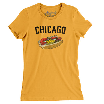 Chicago Style Hot Dog Women's T-Shirt-Gold-Allegiant Goods Co. Vintage Sports Apparel