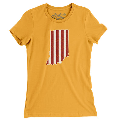 Indiana Hoosier Stripes Women's T-Shirt-Gold-Allegiant Goods Co. Vintage Sports Apparel