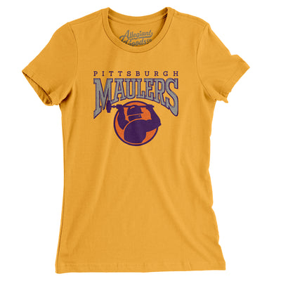Pittsburgh Maulers Football Women's T-Shirt-Gold-Allegiant Goods Co. Vintage Sports Apparel