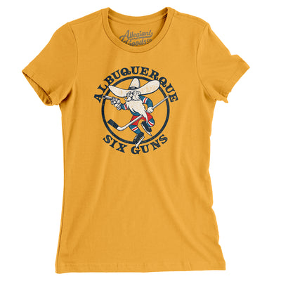 Albuquerque Six Guns Hockey Women's T-Shirt-Gold-Allegiant Goods Co. Vintage Sports Apparel
