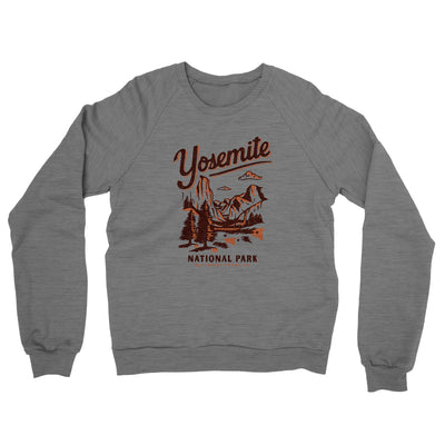 Yosemite National Park Midweight Crewneck Sweatshirt-Grey Heather-Allegiant Goods Co. Vintage Sports Apparel