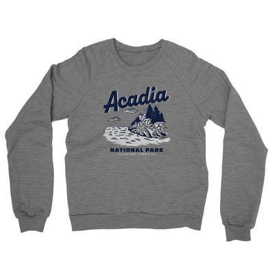Acadia National Park Midweight Crewneck Sweatshirt-Grey Heather-Allegiant Goods Co. Vintage Sports Apparel