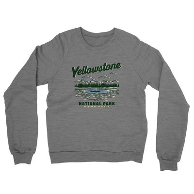 Yellowstone National Park Midweight Crewneck Sweatshirt-Grey Heather-Allegiant Goods Co. Vintage Sports Apparel