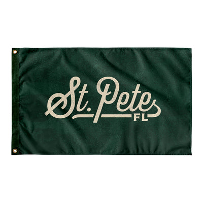 St. Petersburg Florida Wall Flag (Green & Off-White)-Wall Flag - 36"x60"-Allegiant Goods Co. Vintage Sports Apparel