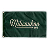 Milwaukee Wisconsin Wall Flag (Green & Off-White)-Wall Flag - 36"x60"-Allegiant Goods Co. Vintage Sports Apparel