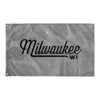 Milwaukee Wisconsin Wall Flag (Grey & Black)-Wall Flag - 36"x60"-Allegiant Goods Co. Vintage Sports Apparel