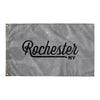 Rochester New York Wall Flag (Grey & Black)-Wall Flag - 36"x60"-Allegiant Goods Co. Vintage Sports Apparel