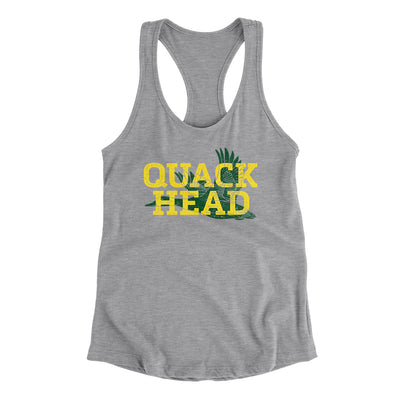 Quack Head Women's Racerback Tank-Heather Grey-Allegiant Goods Co. Vintage Sports Apparel
