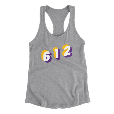 Minneapolis 612 Area Code Women's Racerback Tank-Heather Grey-Allegiant Goods Co. Vintage Sports Apparel