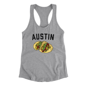 Austin Tacos Women's Racerback Tank-Heather Grey-Allegiant Goods Co. Vintage Sports Apparel