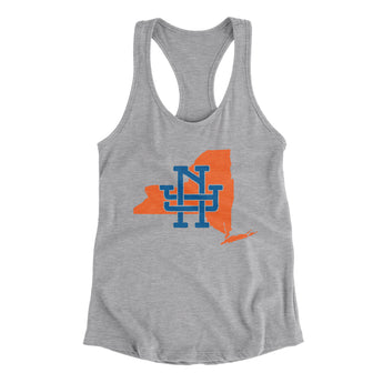 New York Home State Women's Racerback Tank-Heather Grey-Allegiant Goods Co. Vintage Sports Apparel