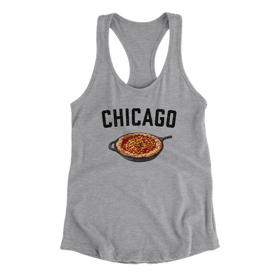 Chicago Style Deep Dish Pizza Women's Racerback Tank-Heather Grey-Allegiant Goods Co. Vintage Sports Apparel