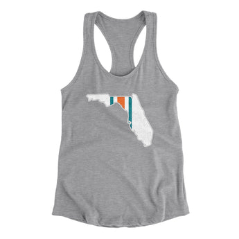 Florida Helmet Stripes Women's Racerback Tank-Heather Grey-Allegiant Goods Co. Vintage Sports Apparel
