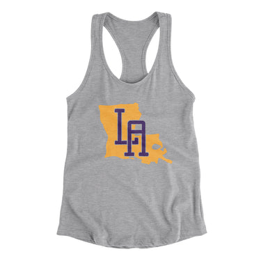 Louisiana Home State Women's Racerback Tank-90/10 Heather Gray-Allegiant Goods Co. Vintage Sports Apparel