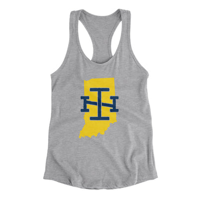 Indiana Home State Women's Racerback Tank-90/10 Heather Gray-Allegiant Goods Co. Vintage Sports Apparel