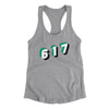 Boston 617 Area Code Women's Racerback Tank-Heather Grey-Allegiant Goods Co. Vintage Sports Apparel