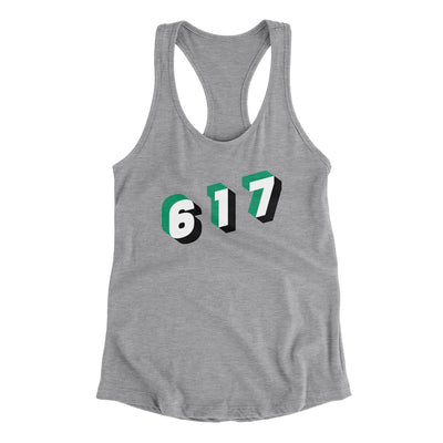 Boston 617 Area Code Women's Racerback Tank-Heather Grey-Allegiant Goods Co. Vintage Sports Apparel