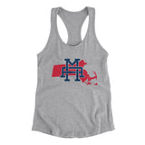 Massachusetts Home State Women's Racerback Tank-90/10 Heather Gray-Allegiant Goods Co. Vintage Sports Apparel