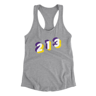 Los Angeles 213 Area Code Women's Racerback Tank-Allegiant Goods Co. Vintage Sports Apparel